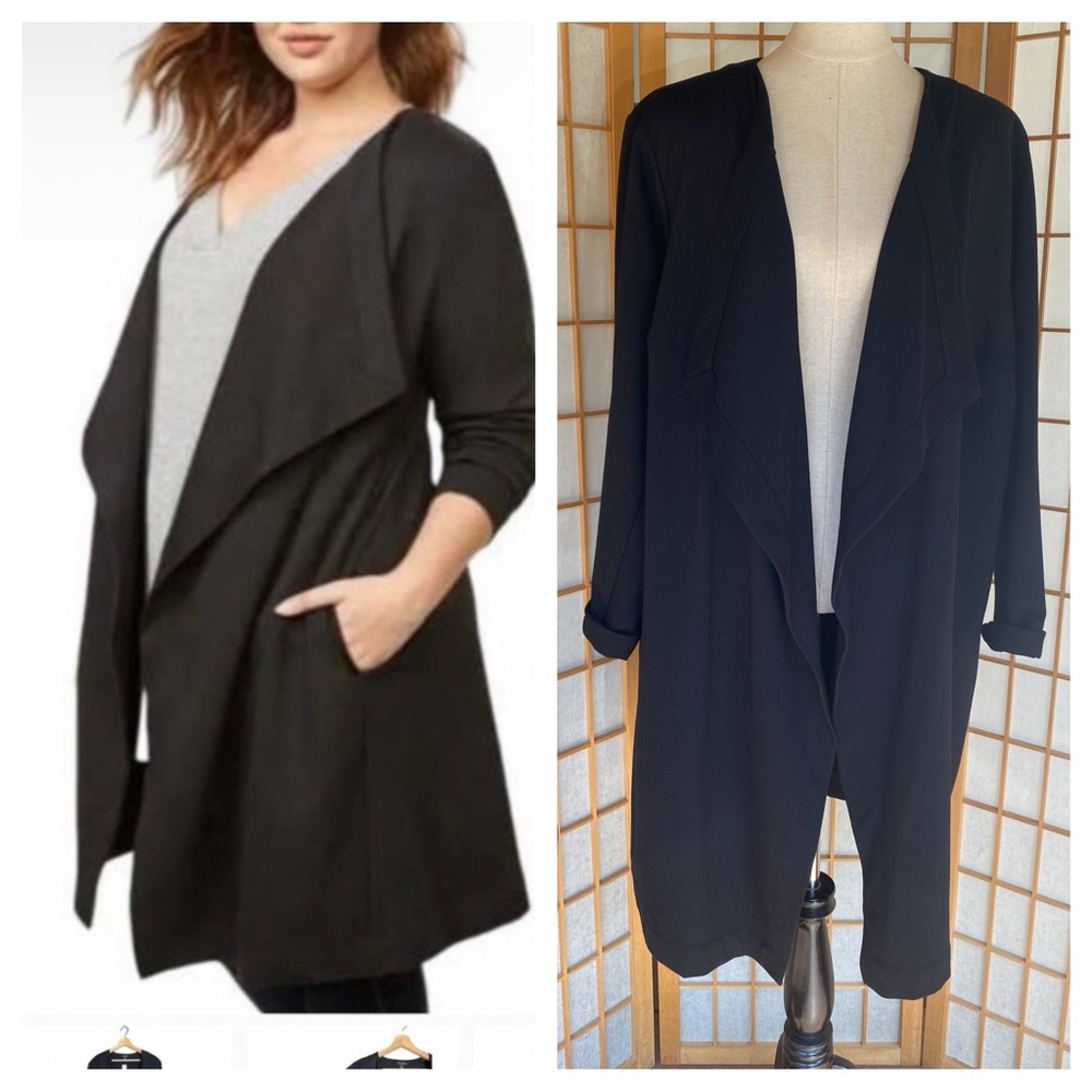 Lane Bryant Black Open Front Ponte Knit Cardigan Duster SZ 26/28